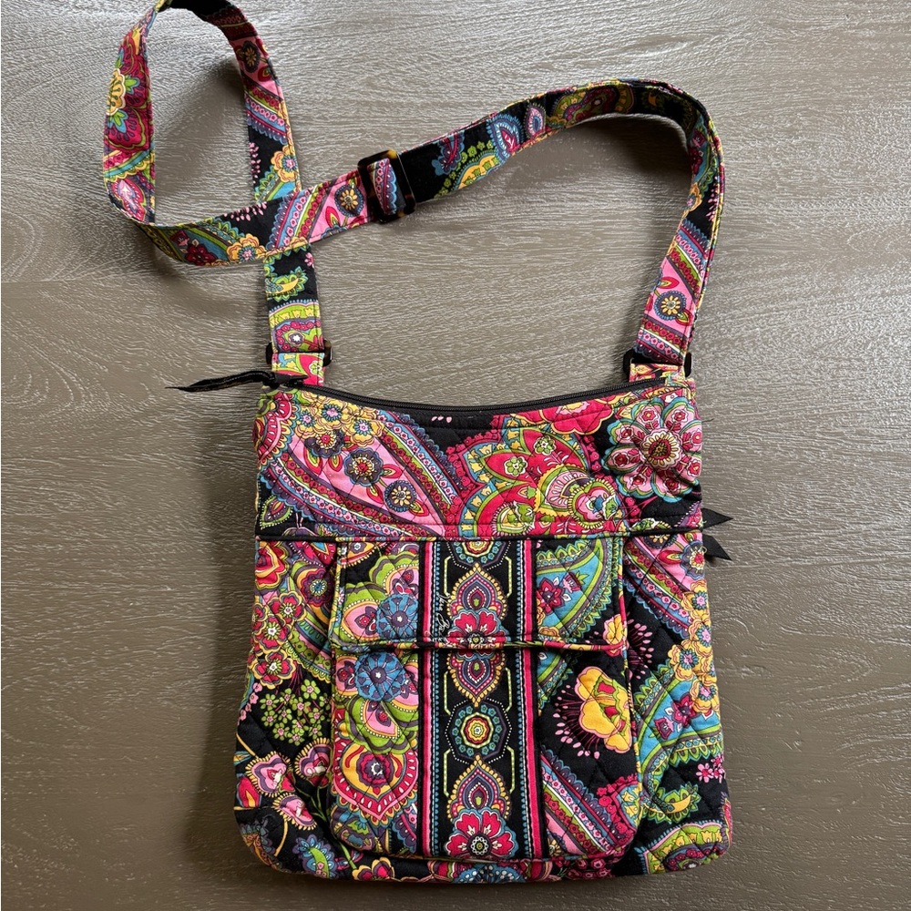 Vera Bradley Symphony Crossbody, 10.5”H x 10.5” W with an adjustable strap